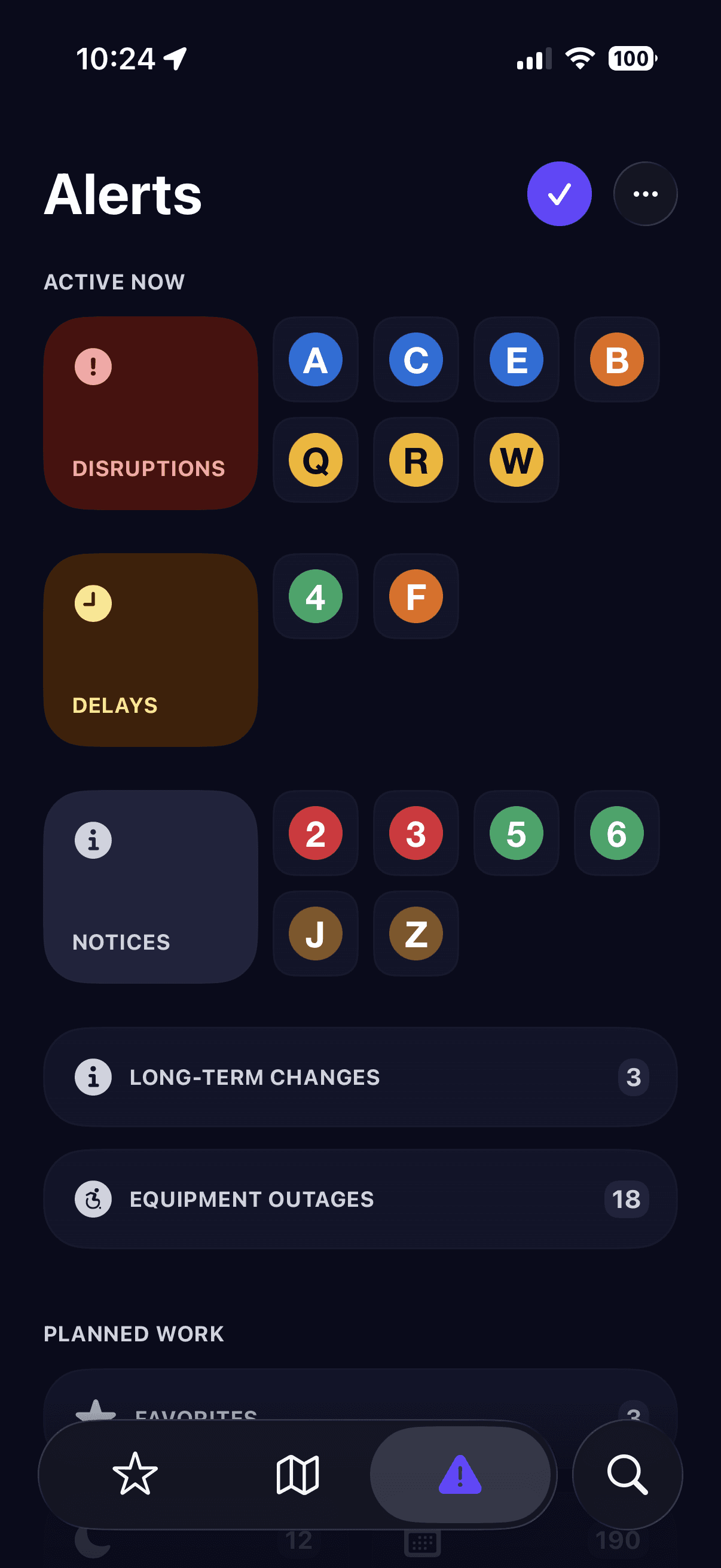 Alerts — service status across the system